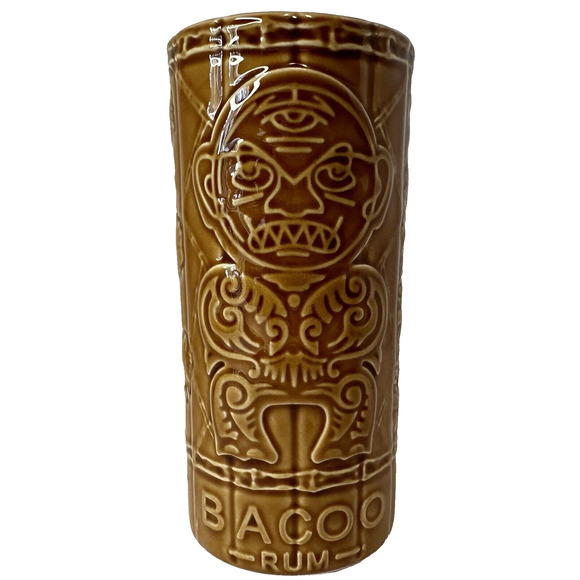 Bacoo Rum Tiki Mug Glass Brown Ceramic Hawaiian Island Man Cave VINTAGE - Picture 1 of 11